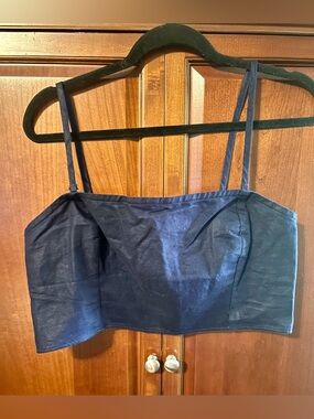 GAP Women's L Navy Blue Linen-Cotton Cropped Tube Top NWT